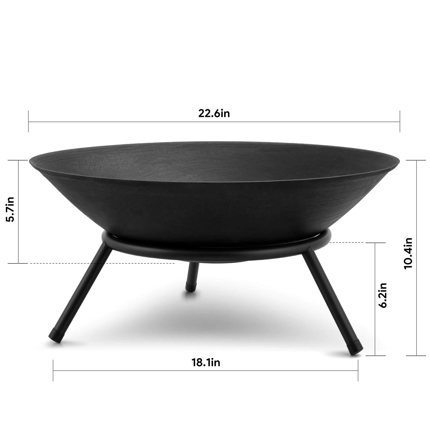 22.6-inch Garden cast iron wood burning fire bowl  Camping portable fire outdoor pit