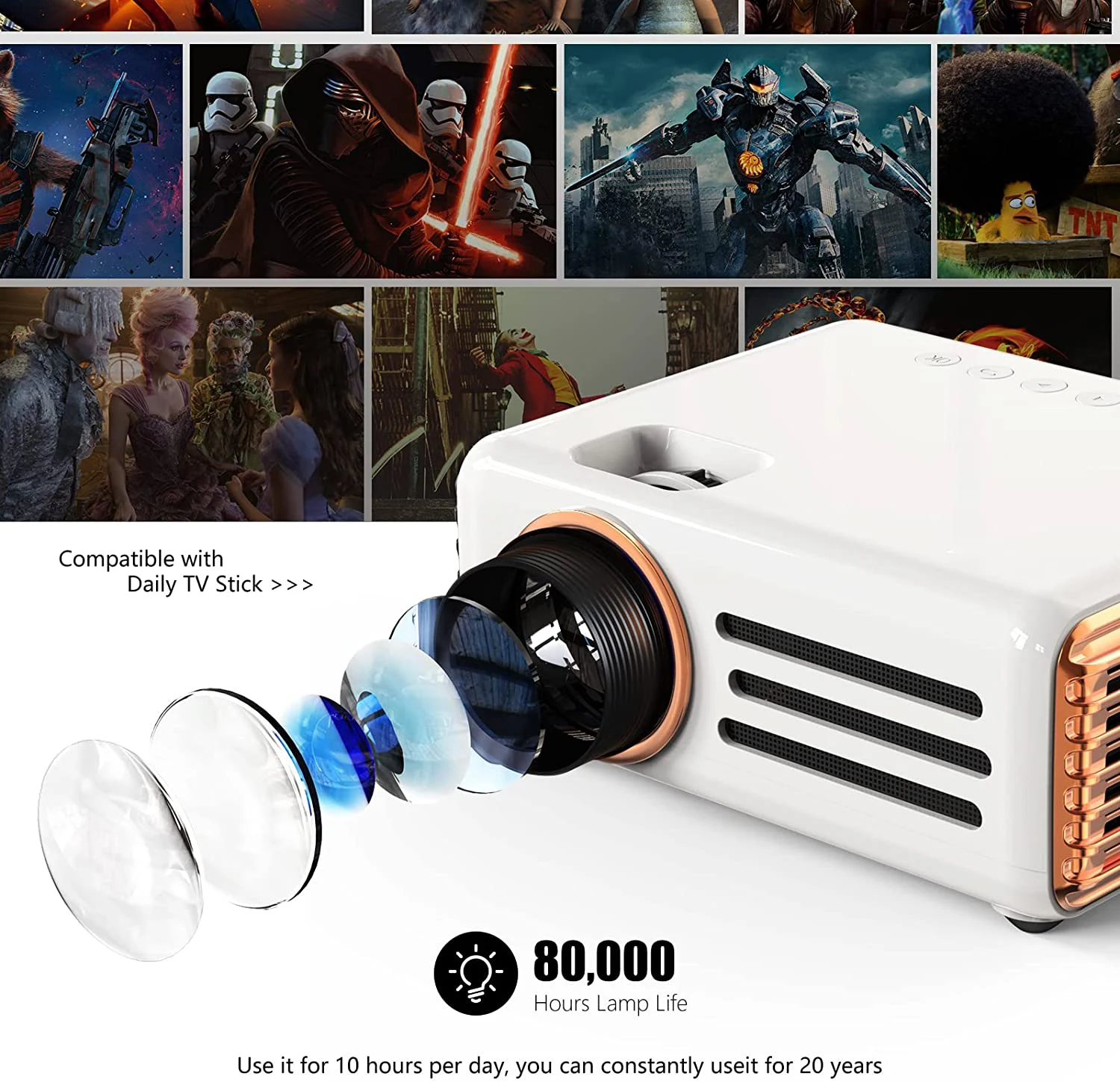 [2022 New Design Mini 1080P Projector] Factory OEM LCD LED Android 9.0 Full HD LED LCD Portable Home Theater Projector