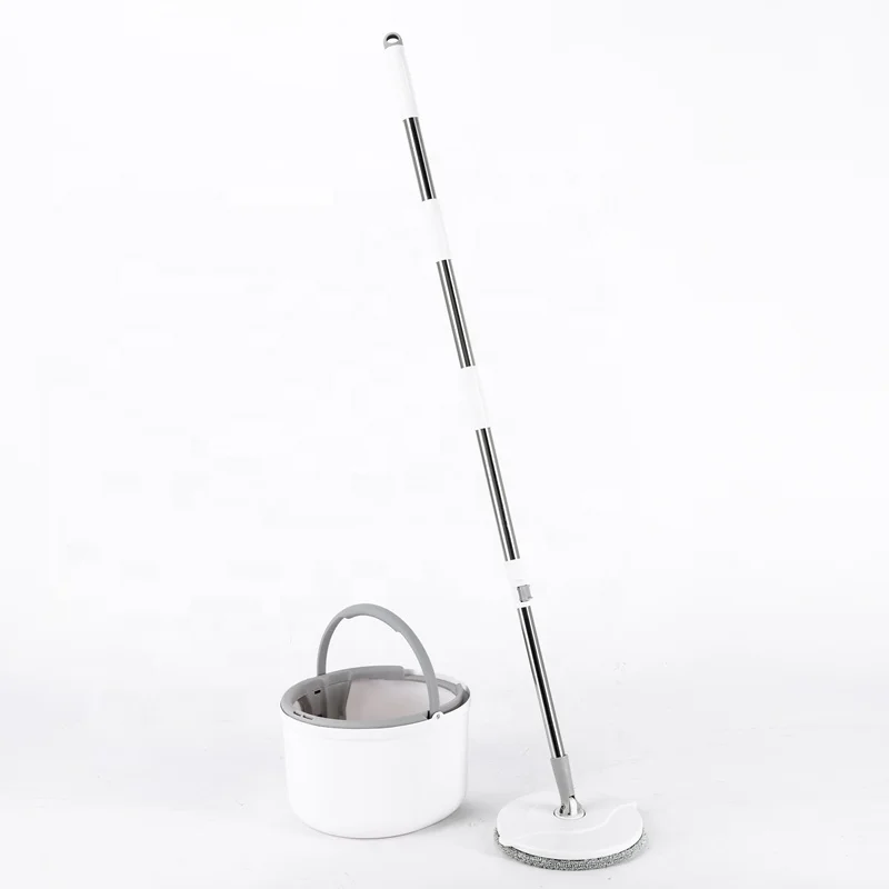 Best Sell Free Hand Washing Microfiber Mop with Single White Bucket 360 Spinning Mop for Household Cleaning