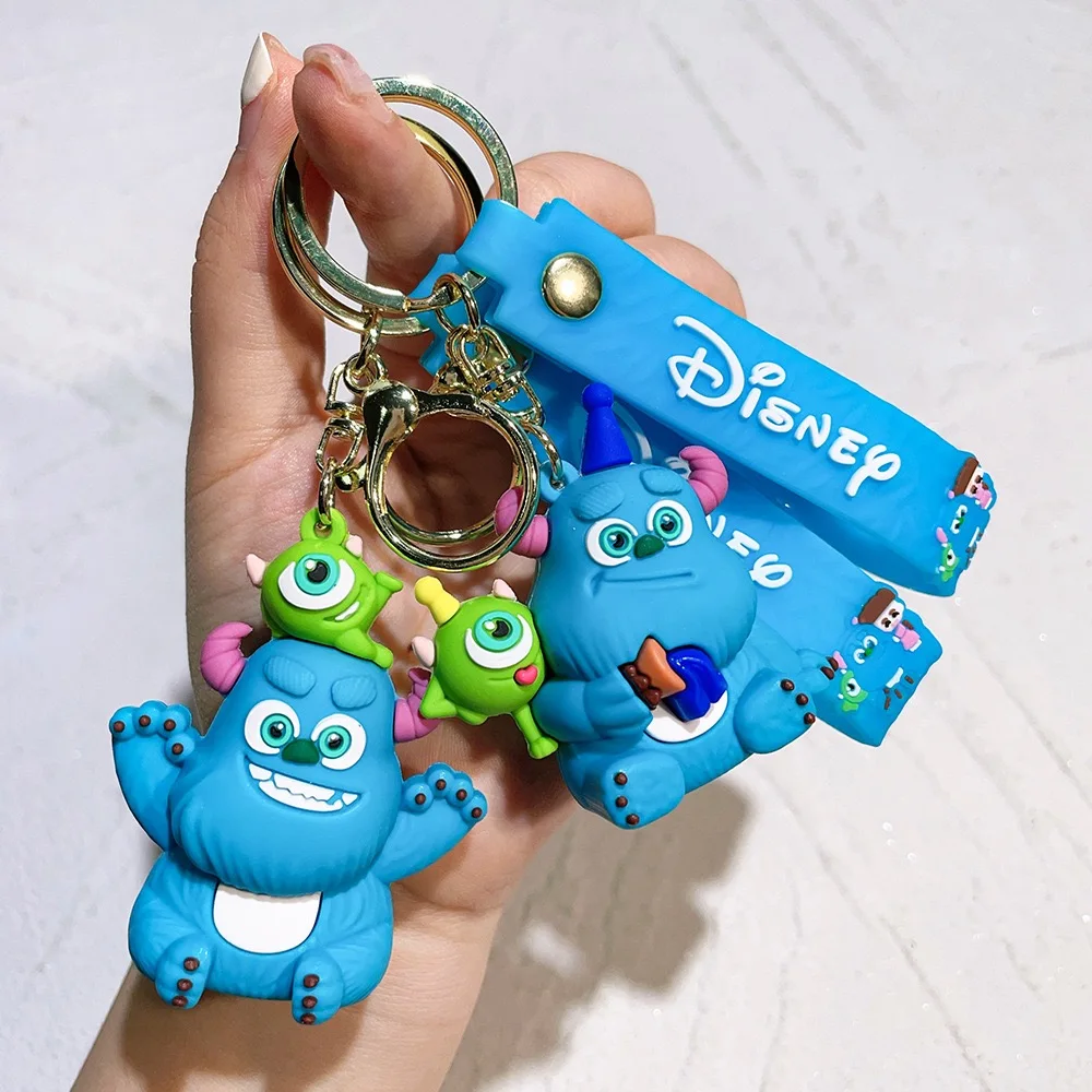 Cute Big Eyed Hair Monster Keychain 3D Kawaii Custom Pvc Anime keychain bag pendant Electric Power Company Key chain Accessories