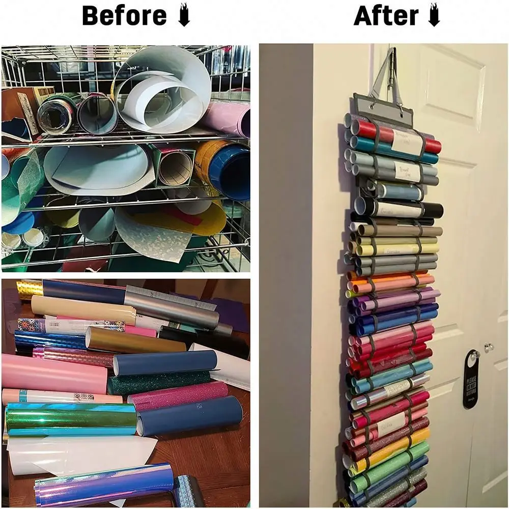 Wall Mount Vinyl Roll Storage Rack Craft collapsible Vinyl Organizer Wrap Organizer with 24 Compartments