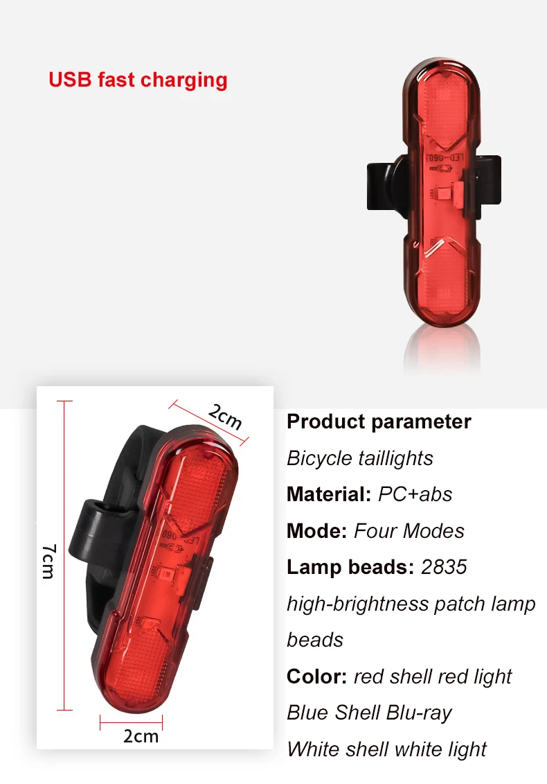 Super Bright  Rotate 360 Degrees Cycling Night Led Taillight Rear Bicycle Light