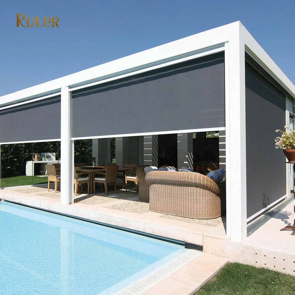 Customized Outdoor smart motorized roller blind Vertical drop awning blinds shades for Window