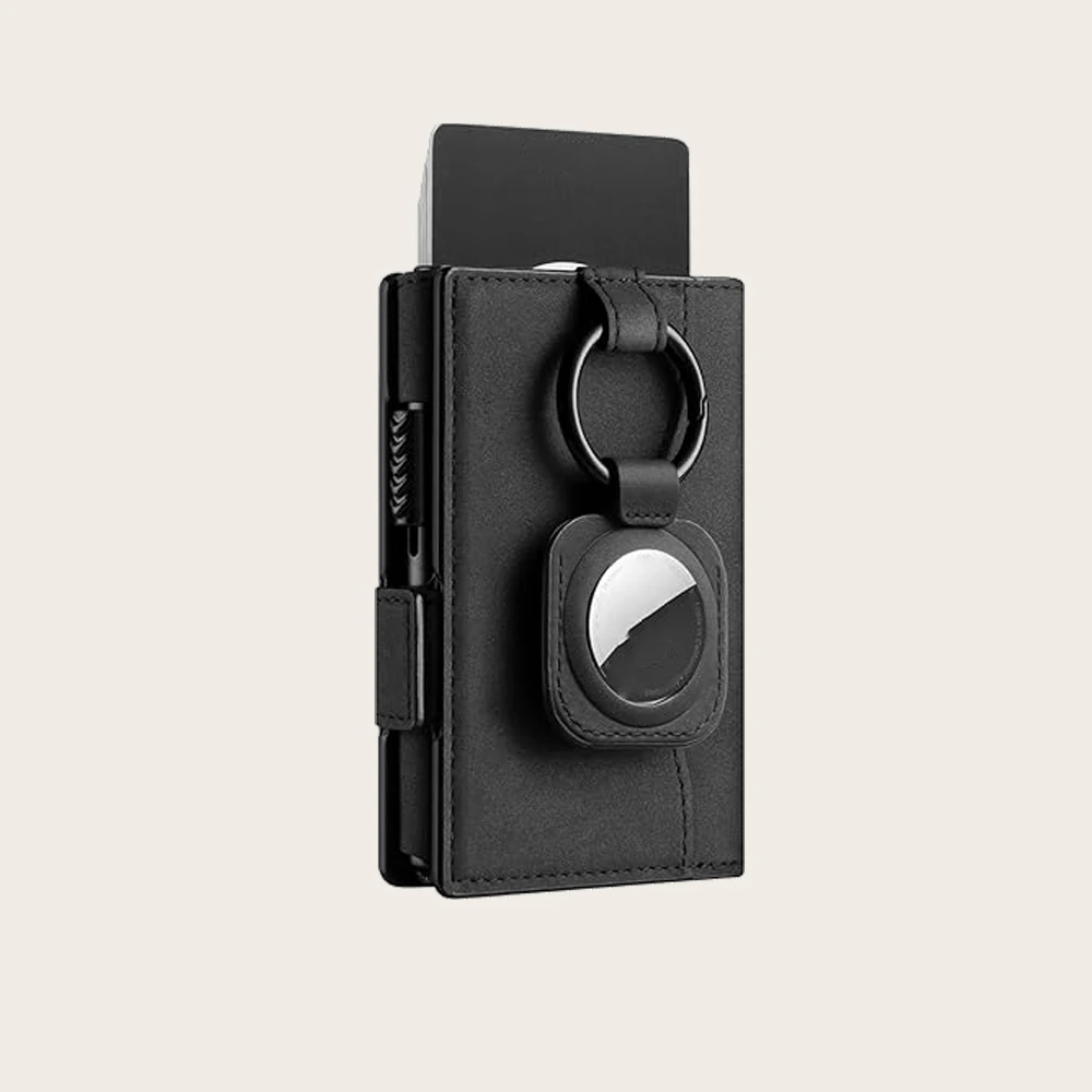 RFID блокирующая Магнитная застежка всплывающая бирка бумажник держатель для кредитных карт кожаный мужчин