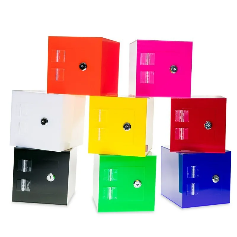 Big Square Popular Children Gift Cash Container Clear Acrylic Money Stuffing Donation Lock Box Acrylic Ballot Box