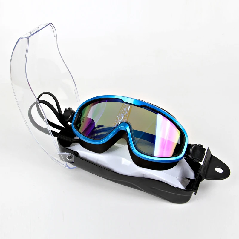 No Leaking UV Protection Waterproof Outdoor Polarized Anti-Fog Comfortable Black Swimming Goggles Case for Adult Men