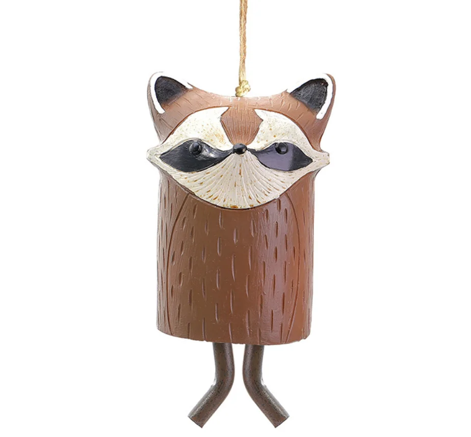 Vintage Hanging Animal Wind Chimes Cute Bells Crafts for Outdoor Garden Yard Decor Groundhog Fox Owl Sheep Rraccoon Sloth