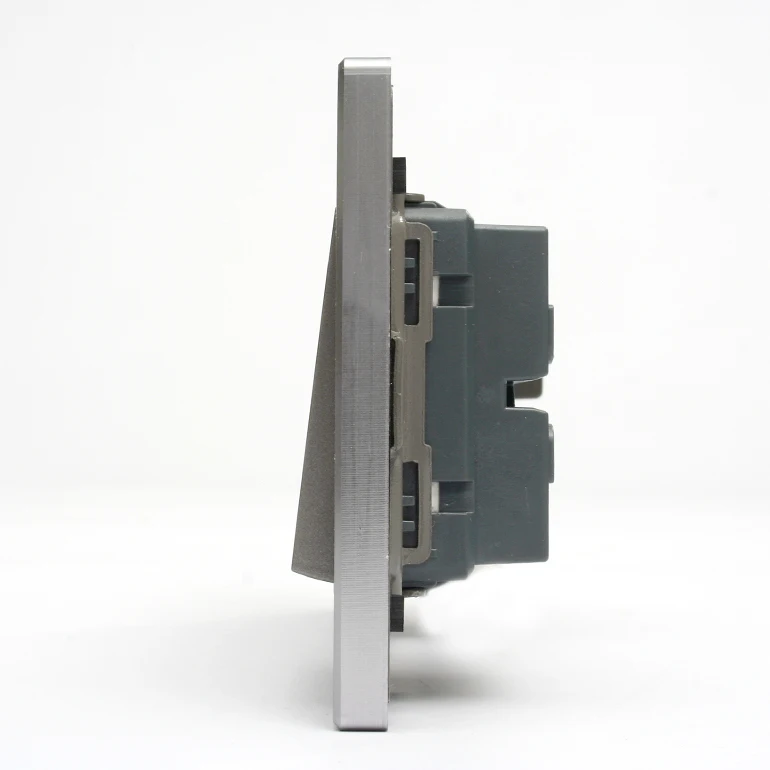16A silver gray button wall switch, 2-gang modular usb socket switch,