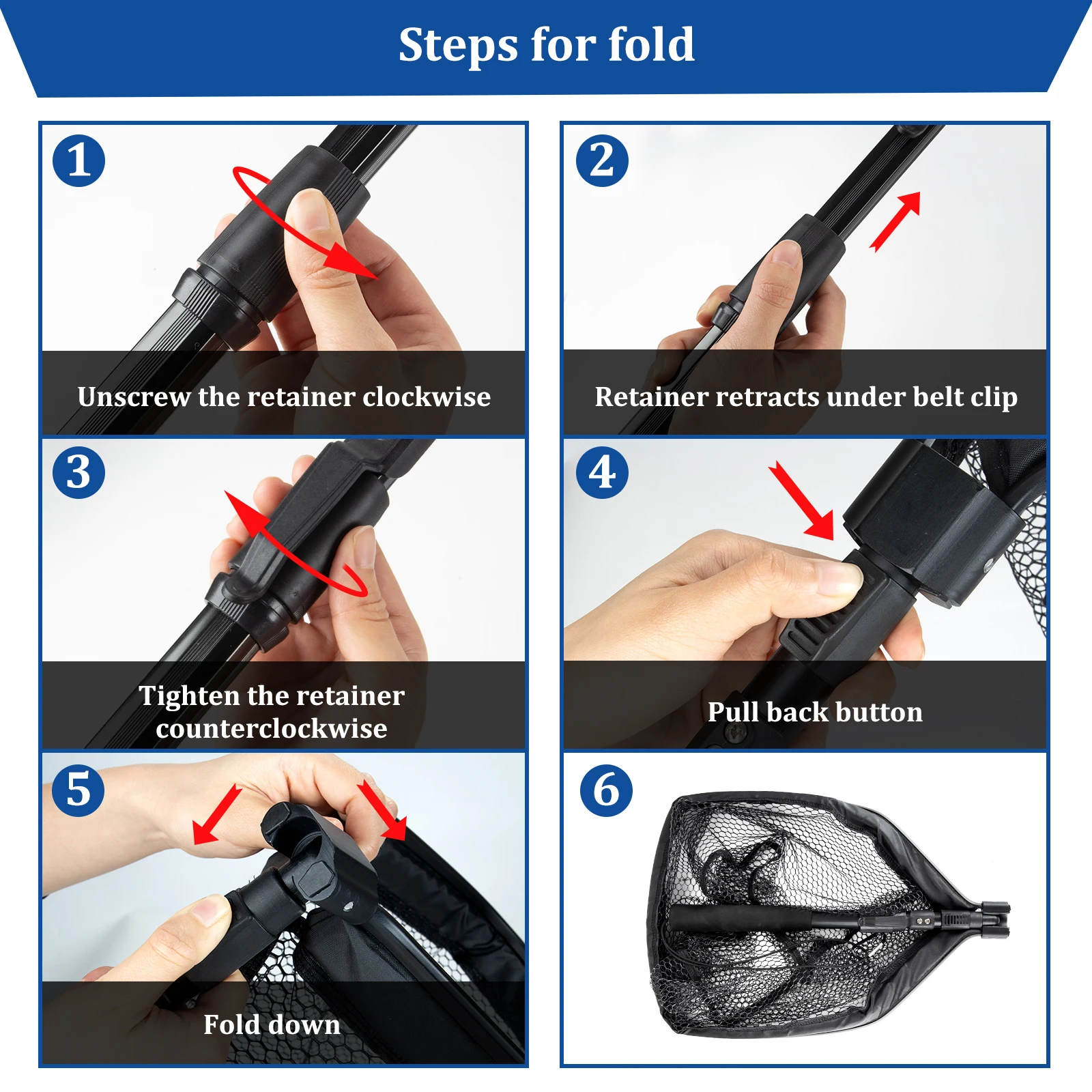 Manufacturer Direct Sale Folding Aluminum Fishing cast Net Extending Telescoping Pole Handle Fish Net