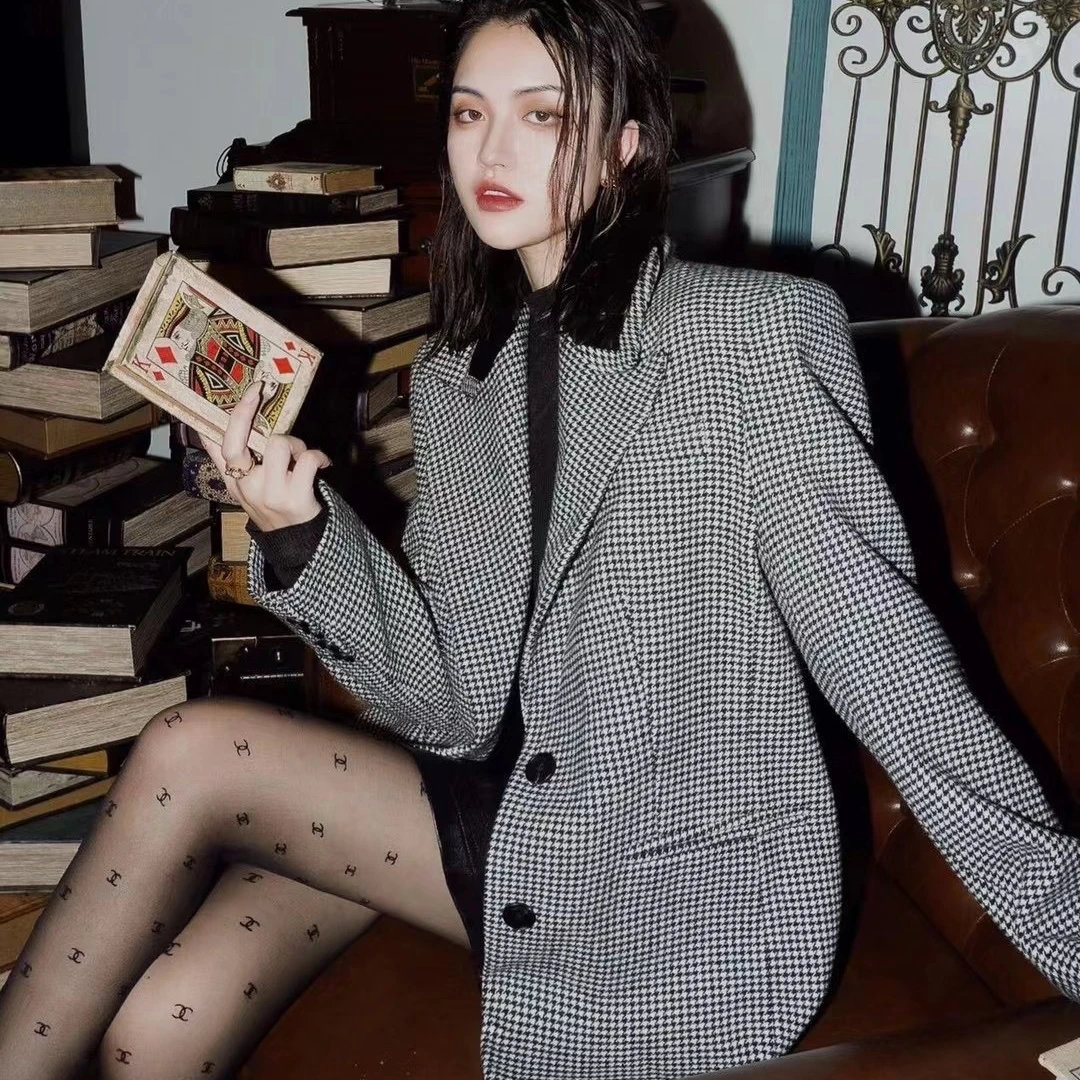 A unique Chesterfield collar design with vintage plaid wool pattern material