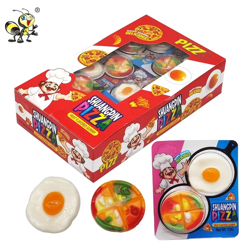 wholesale kids foreign candy halal fried egg and pizza gummy candy for sweets