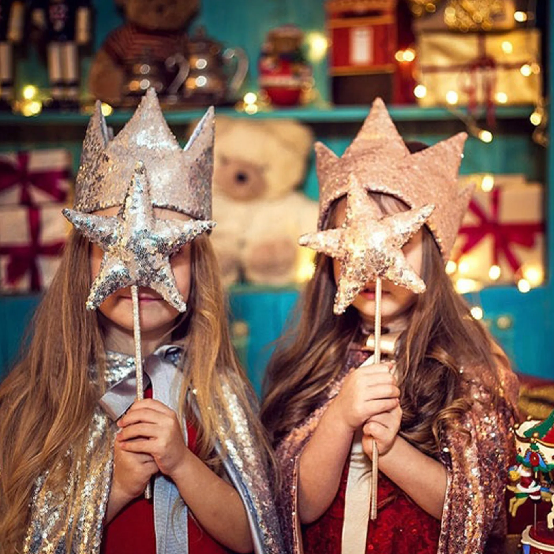 Sequin Tiara Crown Set Princess Star Wands Wooden Fairy Wands Kids Fairy Party Accessories Set Toddler Sequin Wand and Crown