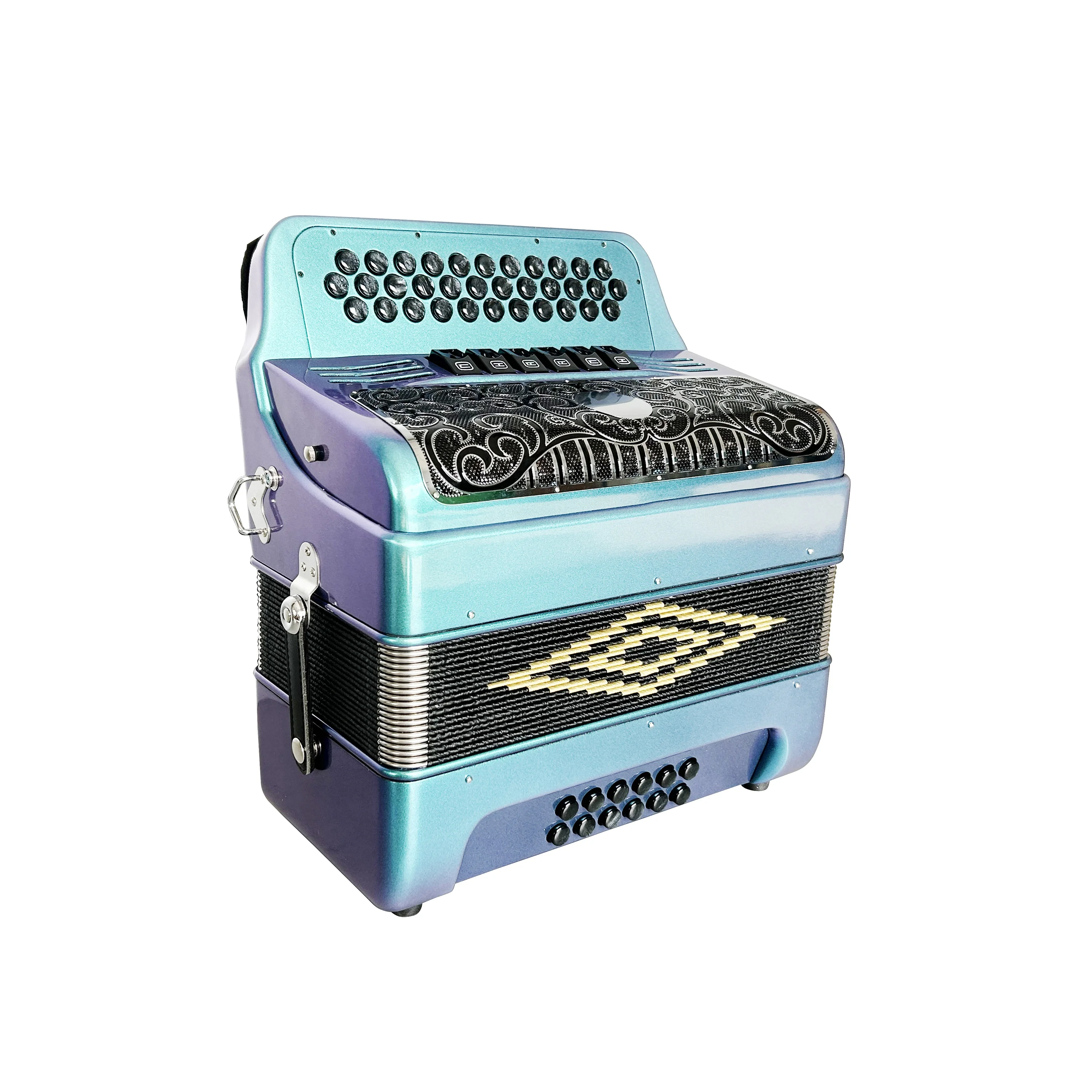 SEASOUND 34 Buttons 12 Bass 6 Registers Green Chameleon Black Silver Grill Accordion Black Buttons  Acordeon Musical JB3412E