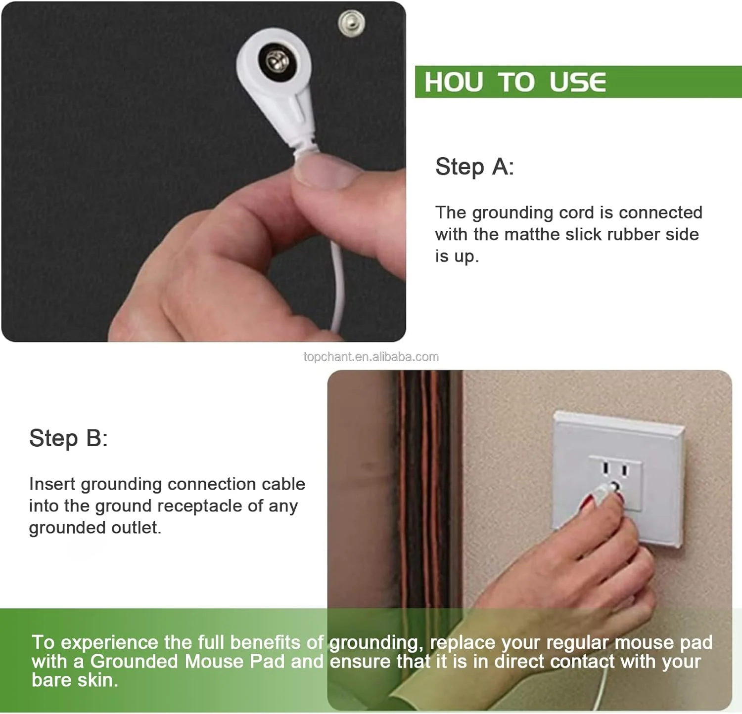 Portable Grounded Mouse Mat 11*13 Inch Grounding Mat Mouse Pad for Working Office Non-Slip MousePads with Eearthing Wire