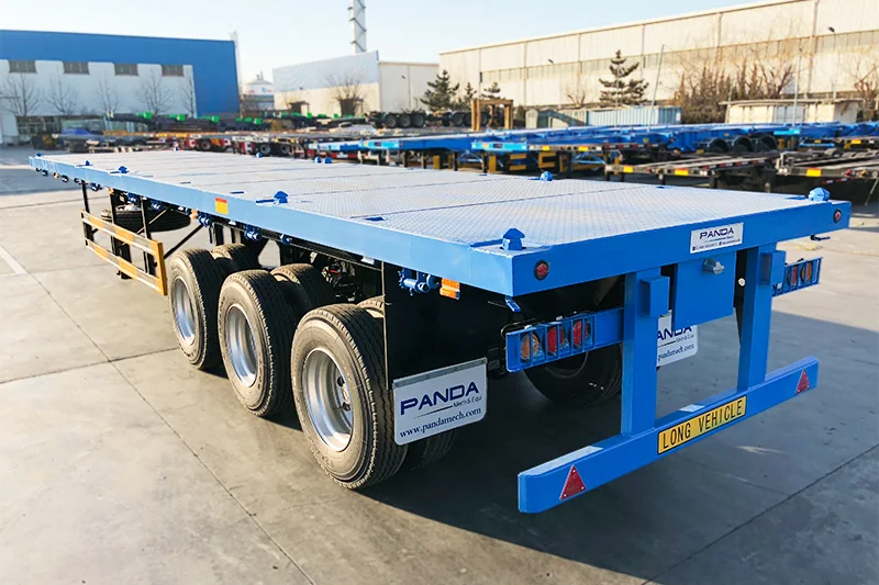 Steel Panda Lowbody Low Bed Semi Truck Trailer 50T Industrial Transport Flatbed Truck Semi Trailer Dot Aprooved 3axles 40ft