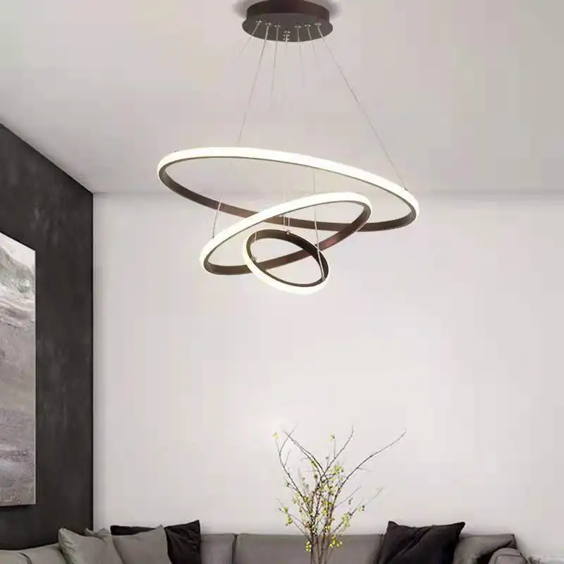 3 Color minimalist Pendant Light chandelier three circle LED hanging lamp for restaurant  bedroom living room bar exhibition