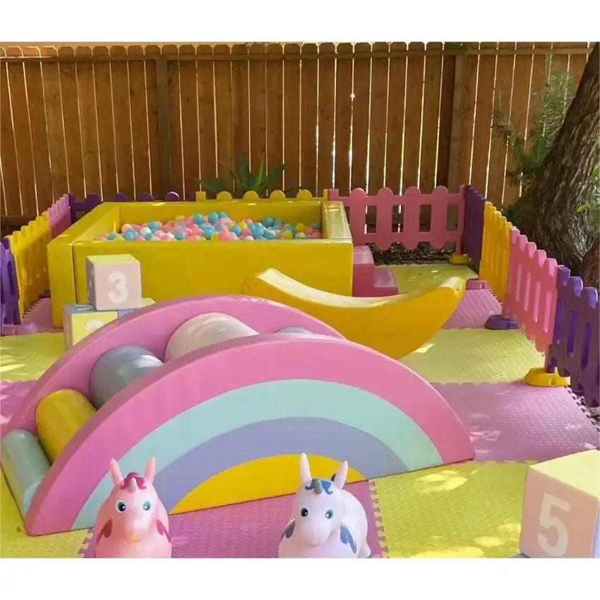 Super cheap on promotion soft play set pink and blue colors soft play set light colors soft play 3 years old