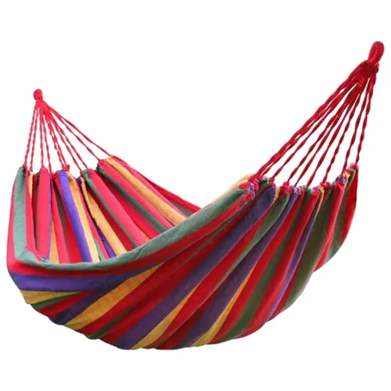 2024 New Outdoor Ultralight Portable Beach Garden Canvas Fabric Sleeping Striped Swing Hammock Tent