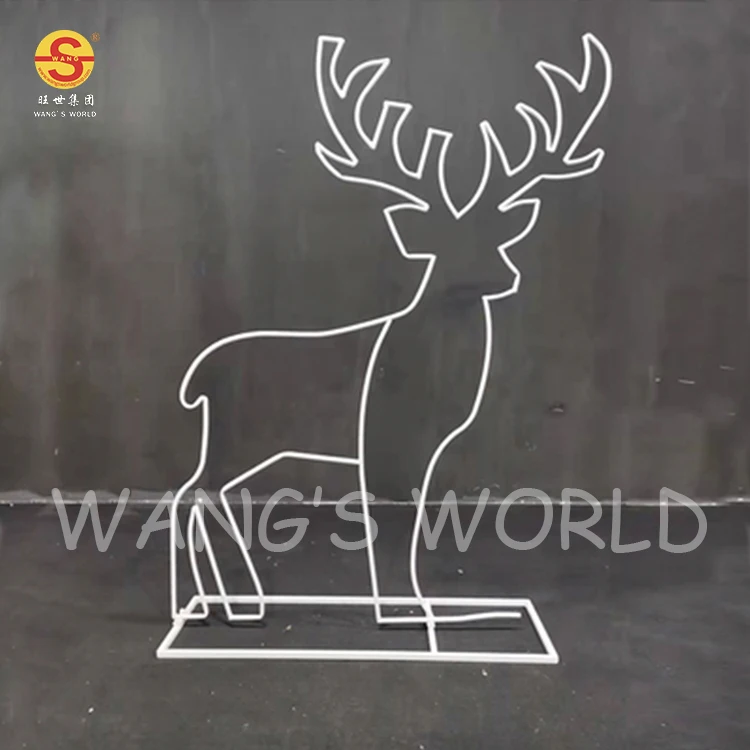 3D Iron Christmas Lights Sale Commercial Large Christmas Lighted Deer For Wedding Stage Backdrop
