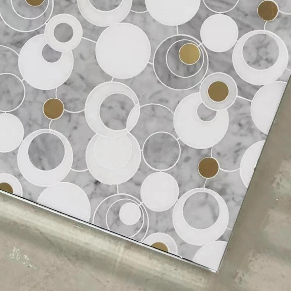 Samistone Bianco Carrara Marble Waterjet Stone Mosaic Tiles Art for Wall Decoration