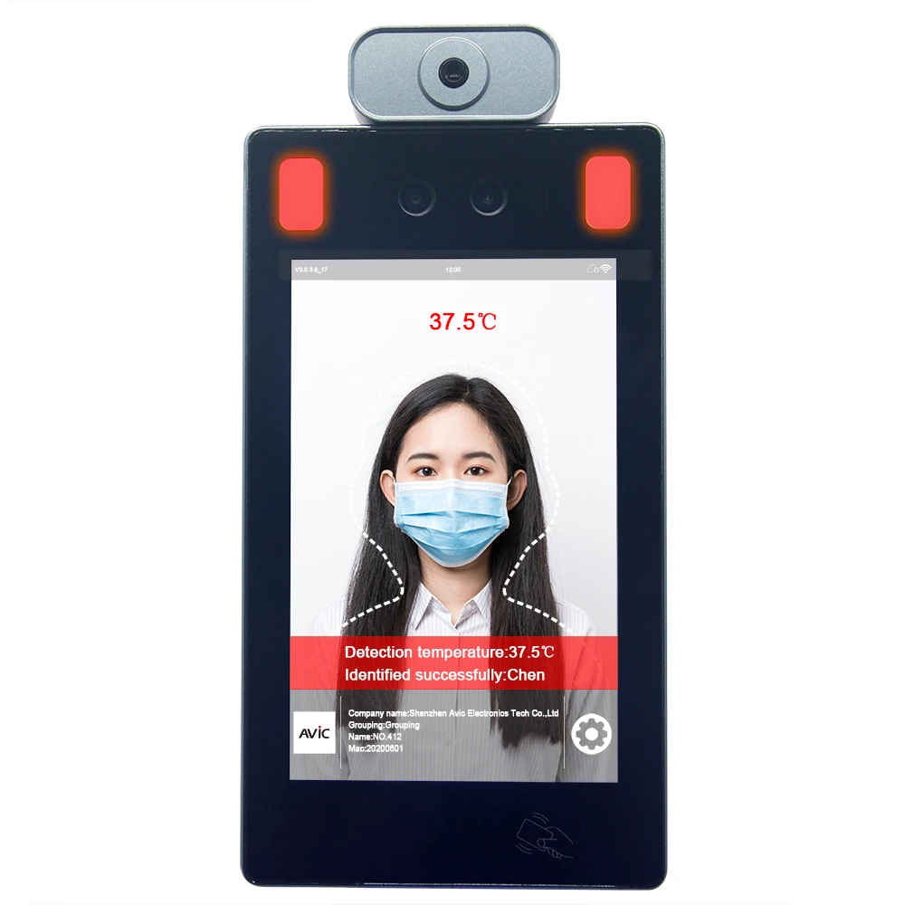 Factory direct price 8 inch infrared- android 7.1 tablet face recognition camera non-contact thermometer