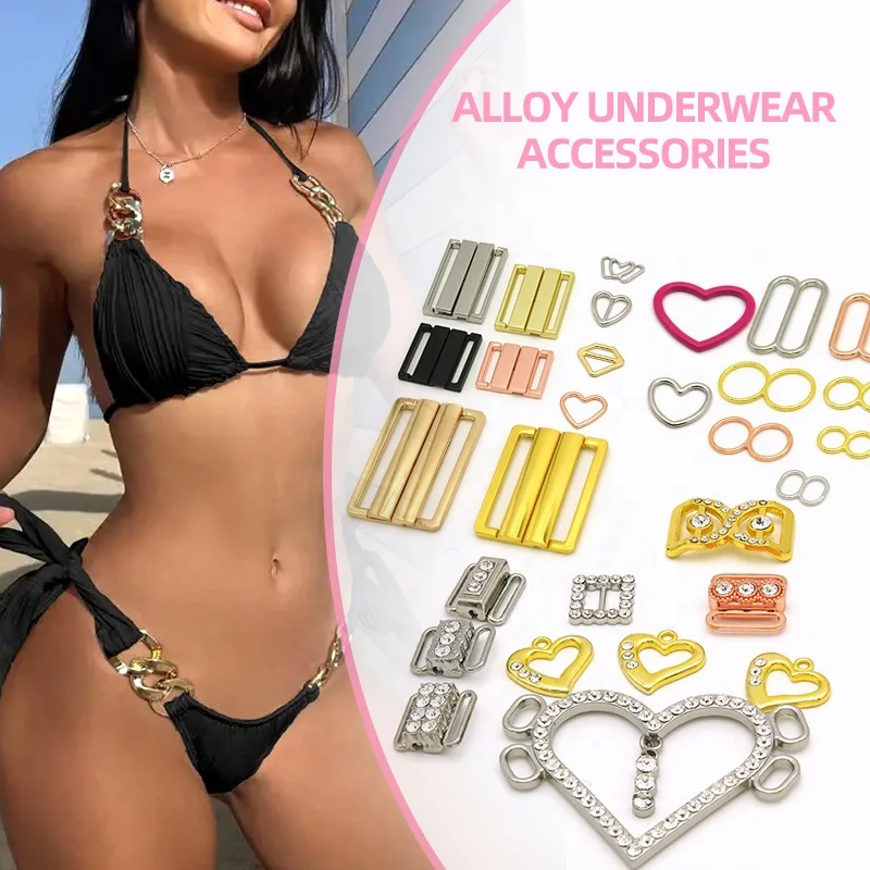 Lingerie Essentials Garter Strap Clamps and Suspender Buckle Metal Nylon Plastic Alloy with Adjusters for Bra and Underwear