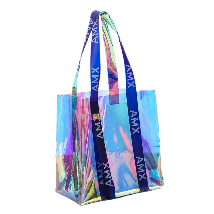 Waterproof Color Changing Holographic PVC Fashion Large Tote Swim Beach Bag