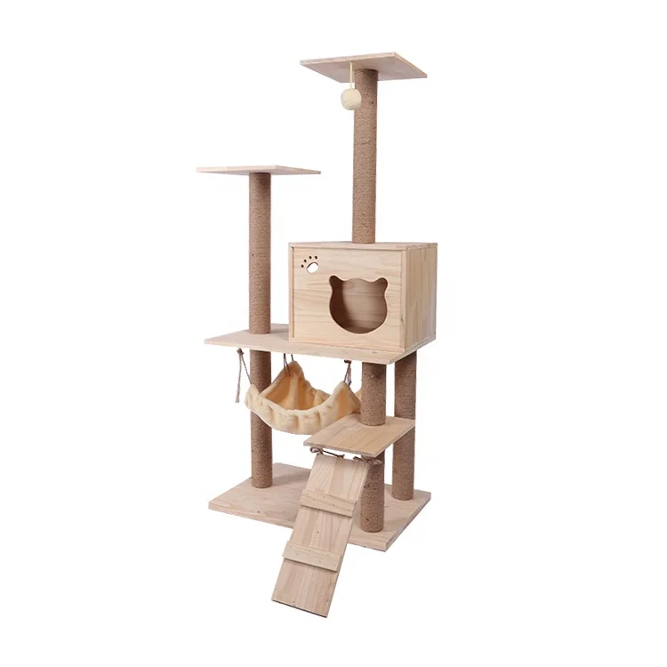 Luxury adult cat tower tree wood toy