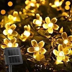 Solar String Flower Lights Outdoor Waterproof 50 LED Fairy Light Decorations for Garden Fence Patio Yard Christmas Tree