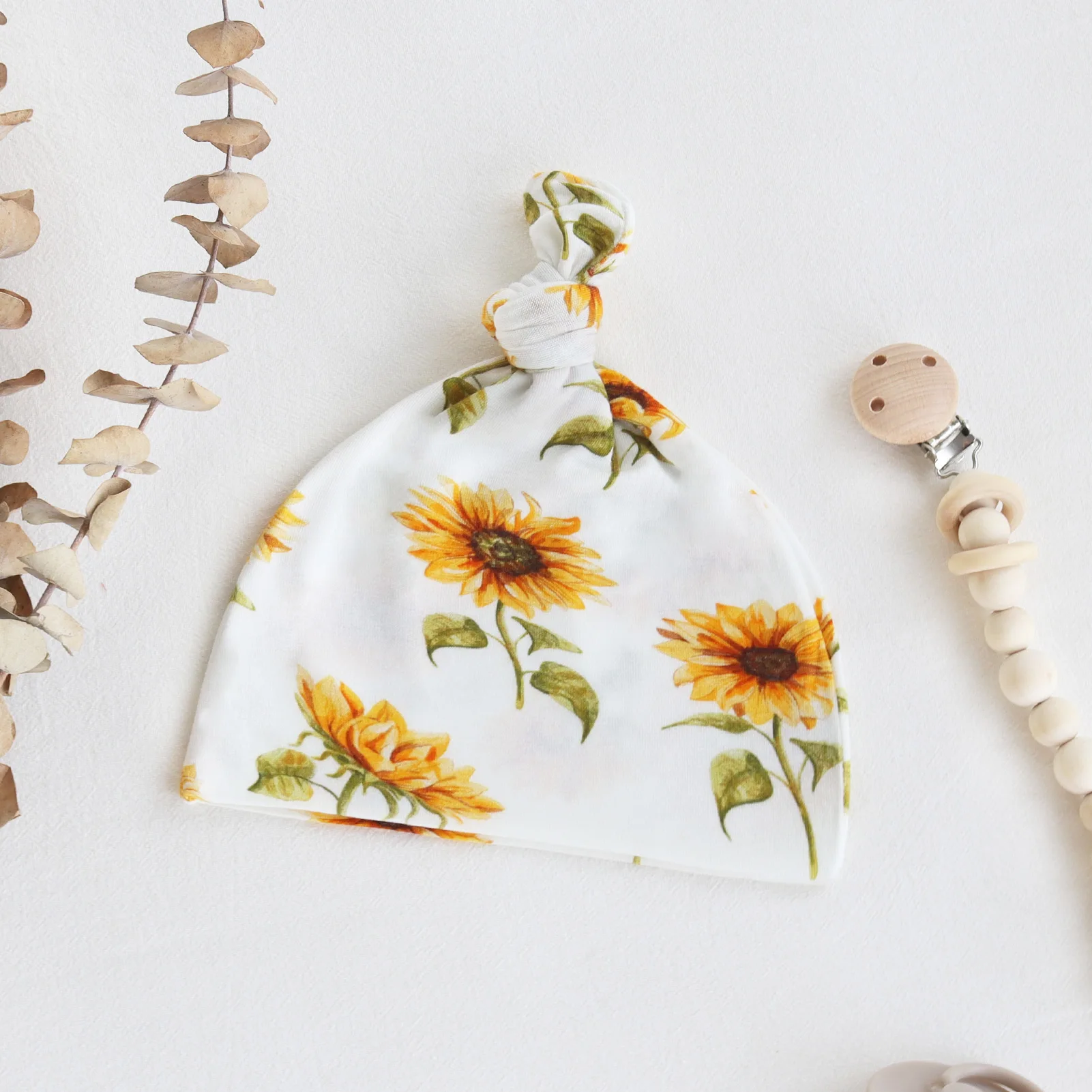 Sunflower Prints 2 Layers Super Soft Organic Cotton Receiving Wrap Bamboo Newborn Baby Muslin Swaddle 4pcs Set Blanket