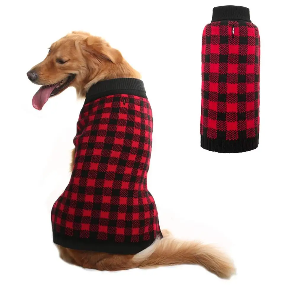 Warm Cute Pet Puppy Jumper Blue Plaid Knitwear Apparel pet sweater dog clothes Pet Dog Sweater