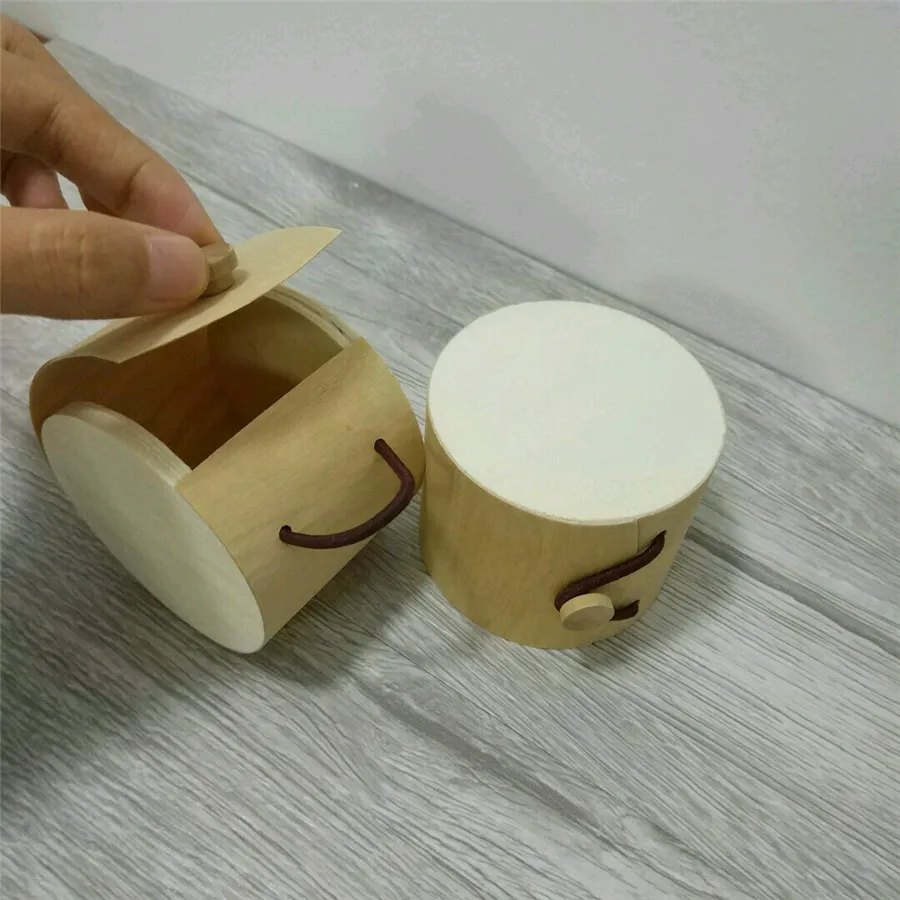 Small Round Box with Rope Buckle General Tea Candy Soft Wood Bark Lovely Gift Box Home Decor