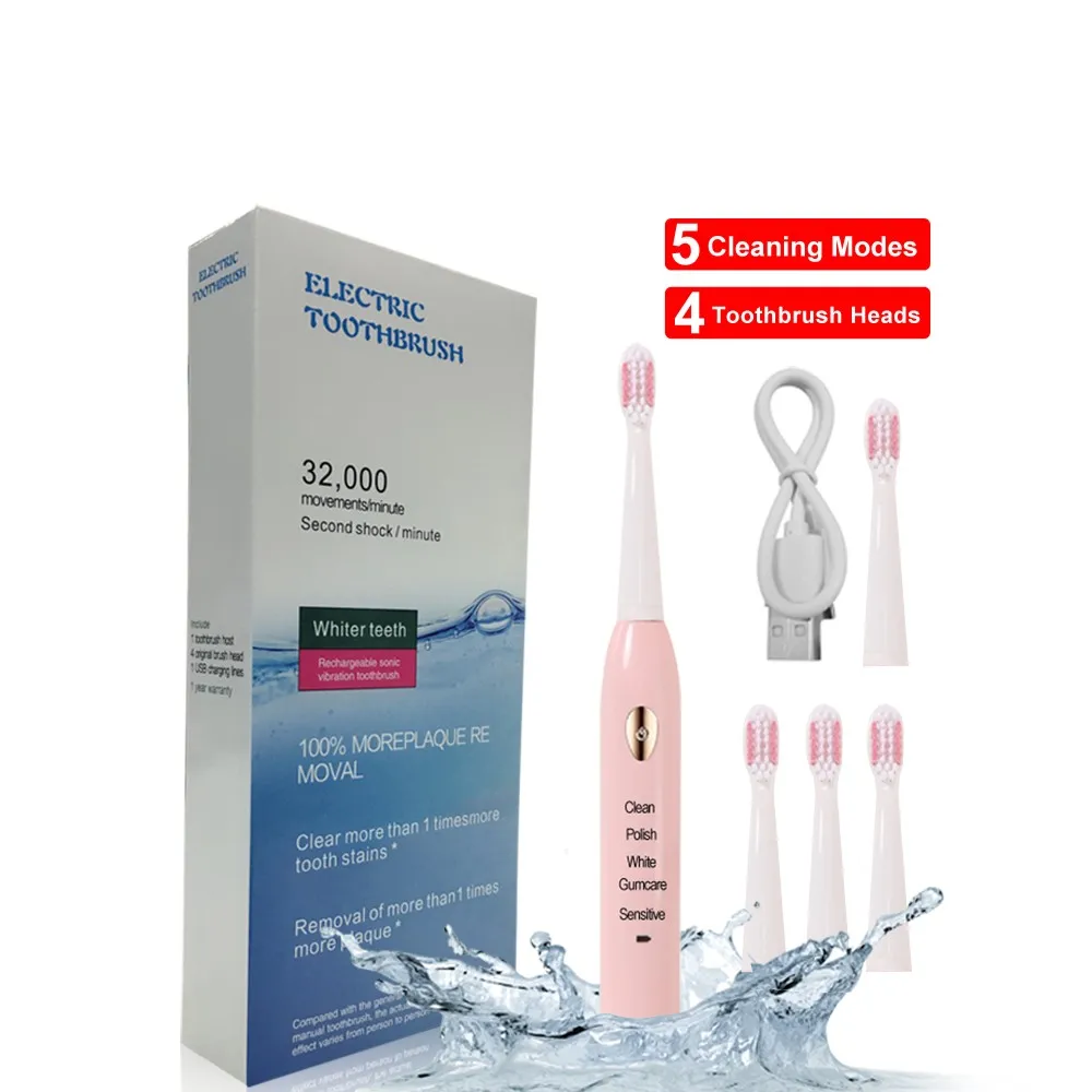 Wholesale powerful ultrasonic sonic usb charge rechargeable tooth brush washable electronic whitening buy electric toothbrush