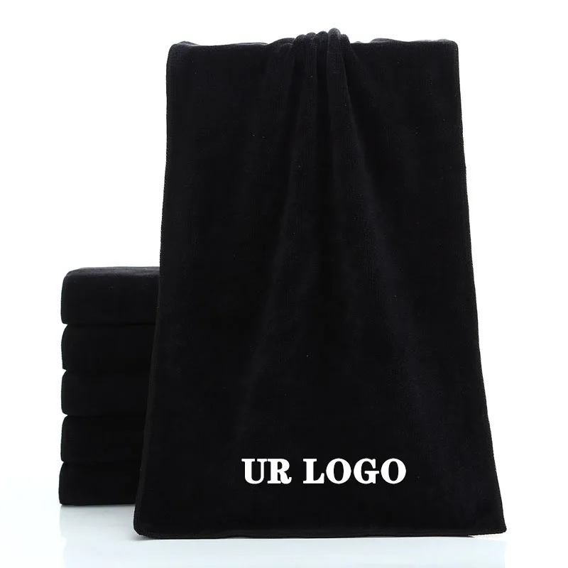 
custom logo hair spa beauty barber black microfiber wholesale salon towel 