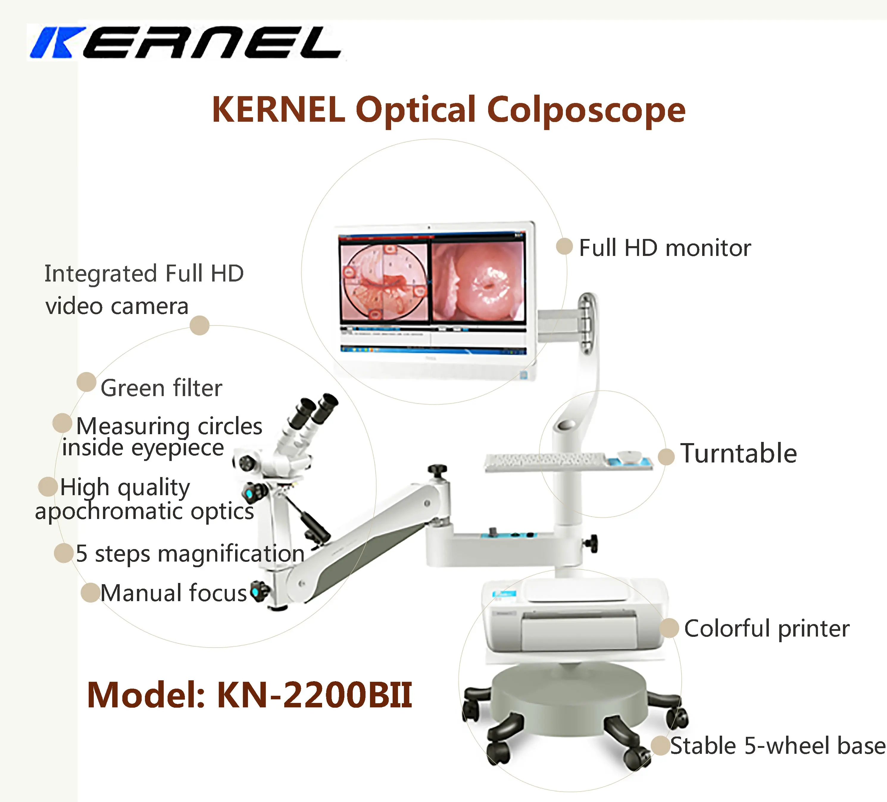 Kernel KN-2200BII Integrated 3D Medical Optical Colposcope for Gynecology Vaginal Diagnosis Auto-focus Digital Colposcope