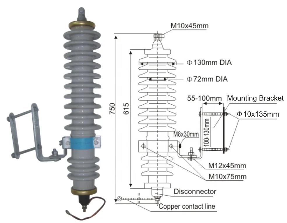  Y5W Y5C Y10W Y10C серии-керамический корпус 480v 3-фазовый молниеотвод 27kv 33kv 30kv 36kv громоотвод для защиты от грозовых и коммутационных