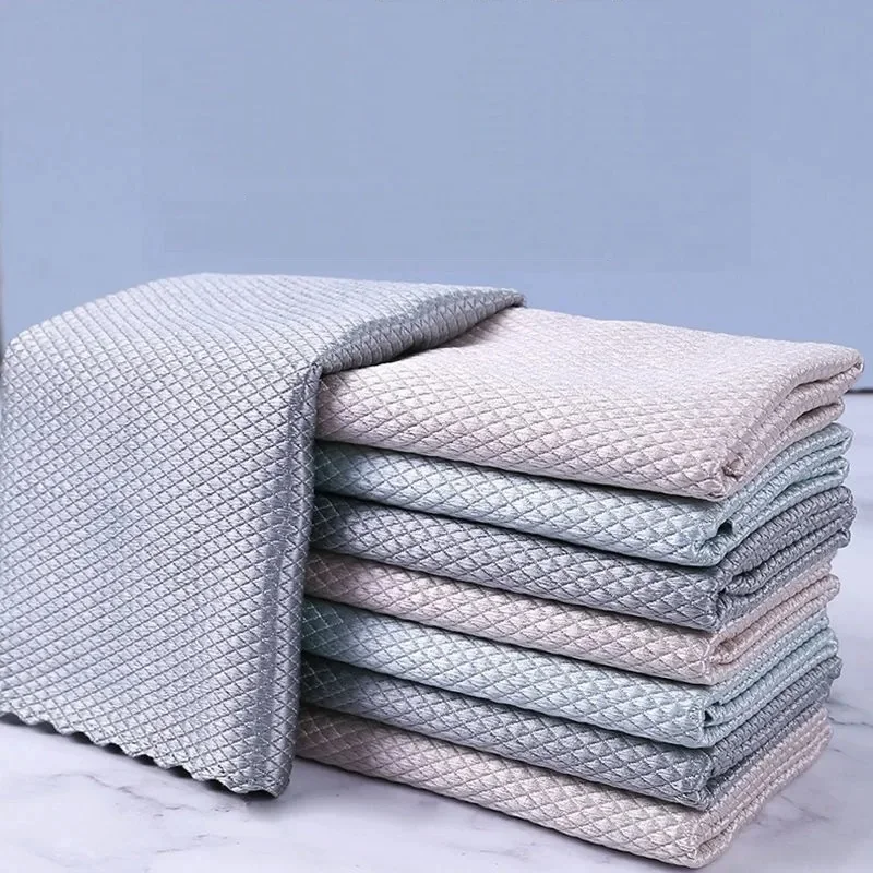 Wholesale Cheap Kitchen Microfiber Fish Scale Cleaning Cloth Wiping Rags