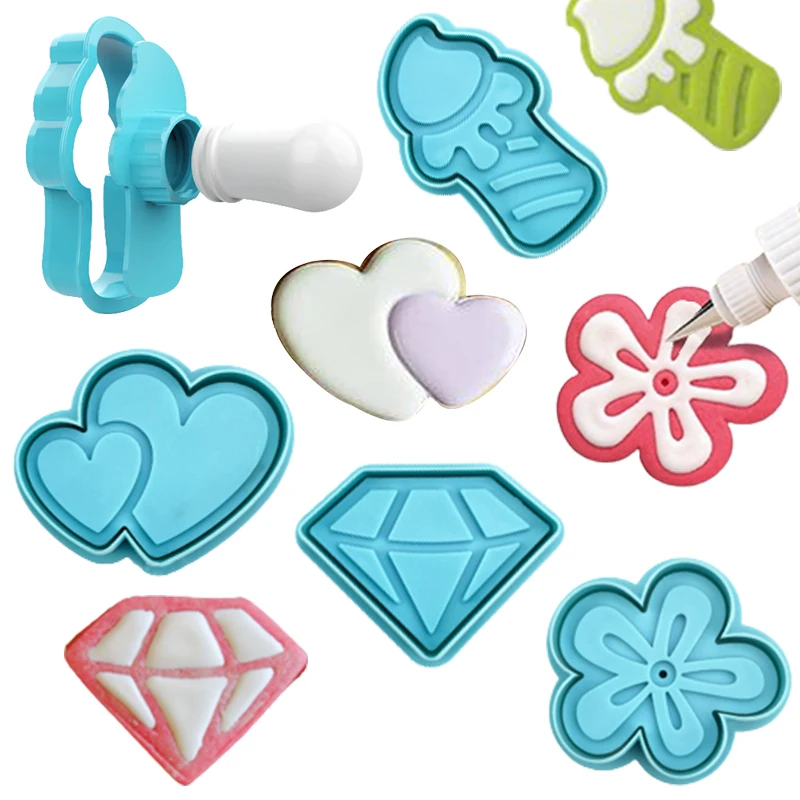 Plastic Biscuit Fondant Dough Cookie Stamp Stencil, Fondant Cookie Press Embosser Stamper, Cookie Cutter Stamp For Royal Icing