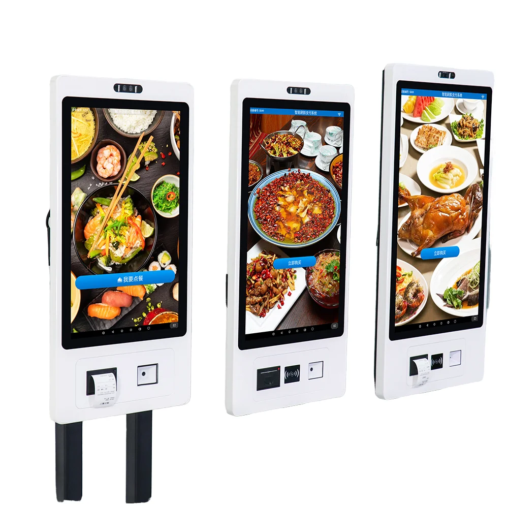 27-Inch Wall Mount POS Kiosk Android Windows Operating System LCD Monitor Printer Card Reader Touch Screen SDK Floor Standing