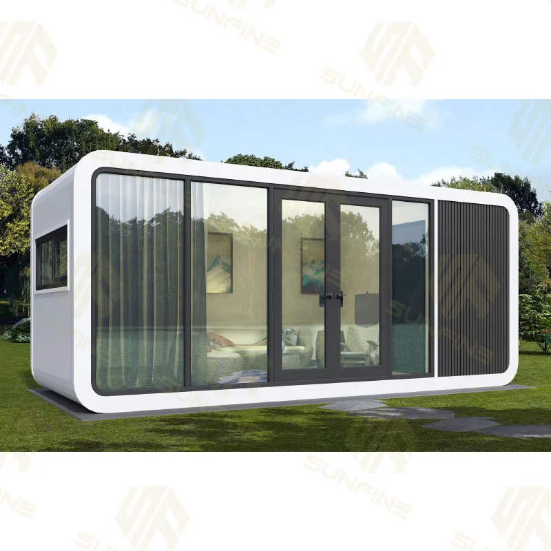 20FT Modular Prefabricated Ready Made Buildings Futuristic Luxury Prefab Mobile Portable Prefab Apple Cabin Coffee Shop