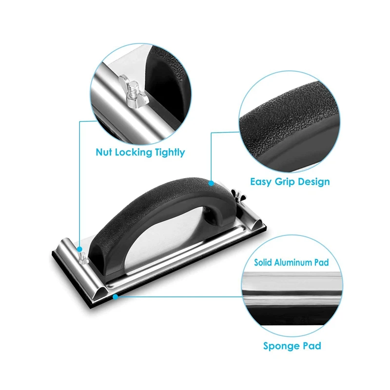 Sandpaper Holder ABS Handle with Plastic Turn-lock Clasp Black EVA Sanding Block Base Board Hand Sander