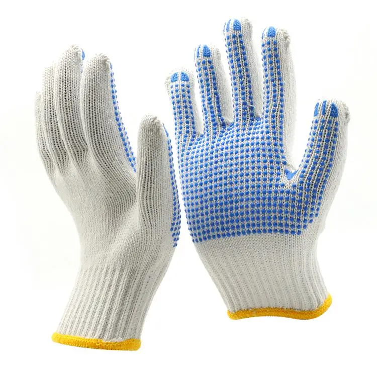  Высококачественные синие хлопковые перчатки в горошек из ПВХ 7 Калибр/10 Калибр