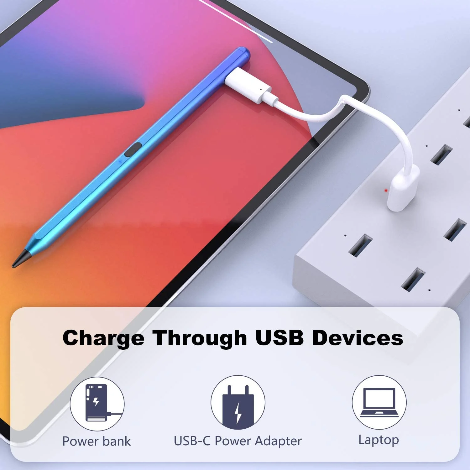  Стилус для iPad с защитой от ладони синий