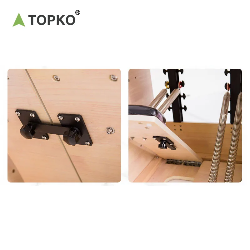 TOPKO Wood Steel Stability Chair with PU Handles Spring Reformer Machine Equipment for Fitness Yoga Body Building Pilates Chair