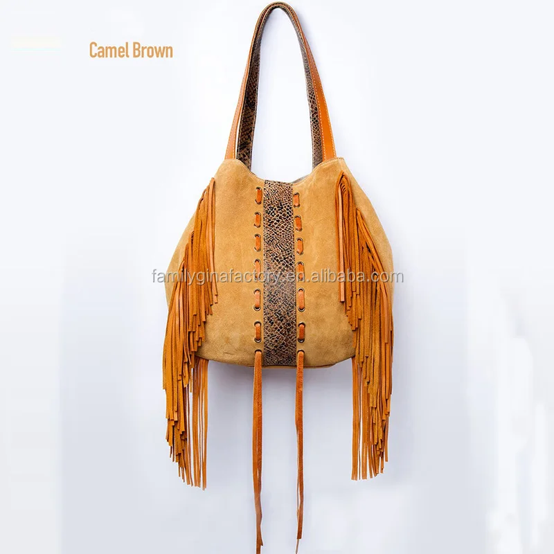Personalized Women Fringes Suede Hobo Bag