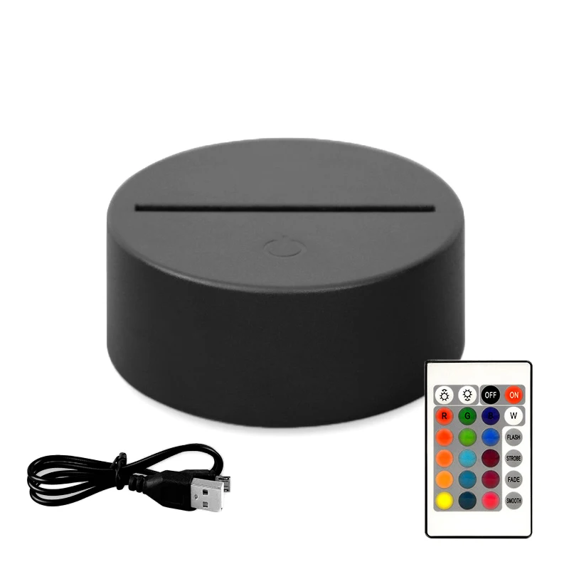 3 AA Batteries Base Lamp Led 3D Night Light Round ABS Base For Acrylic