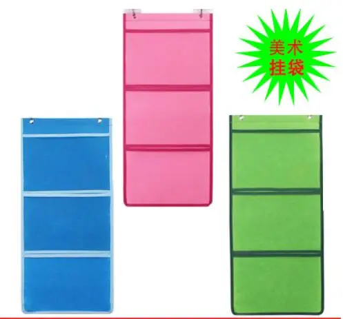 Kindergarten art works display hanging bag painting works award storage bag transparent picture book wall hanging bag