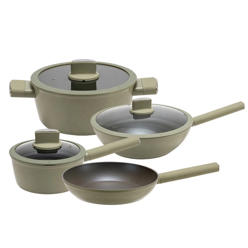 Manufacturer Custom Logo Gas Induction Juego de Sartenes Forged Aluminum  Cooking Pot Set Non-Stick Cookware