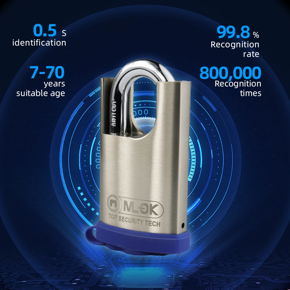 Brass Smart USB app warehouse padlock with fingerprint