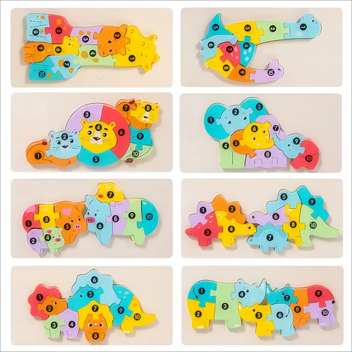 Best Selling Parent-Child Interactive Wooden Toys Baby Early Education Puzzle 3D Cartoon Blocks Children Animals Puzzle